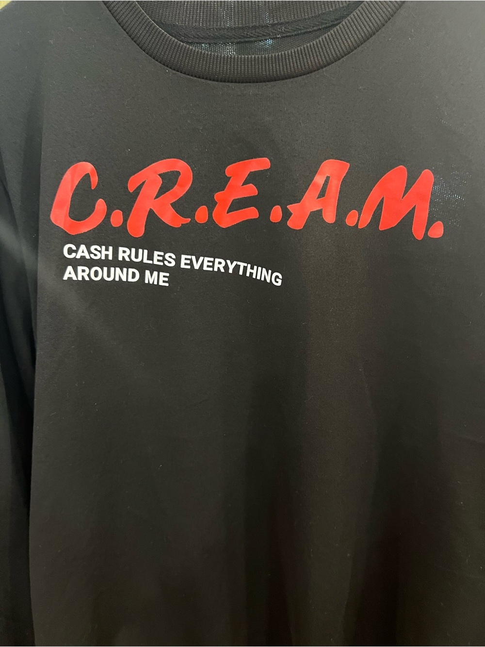 Unk Black Long Sleeve Tee with Red C.R.E.A.M. Graphic